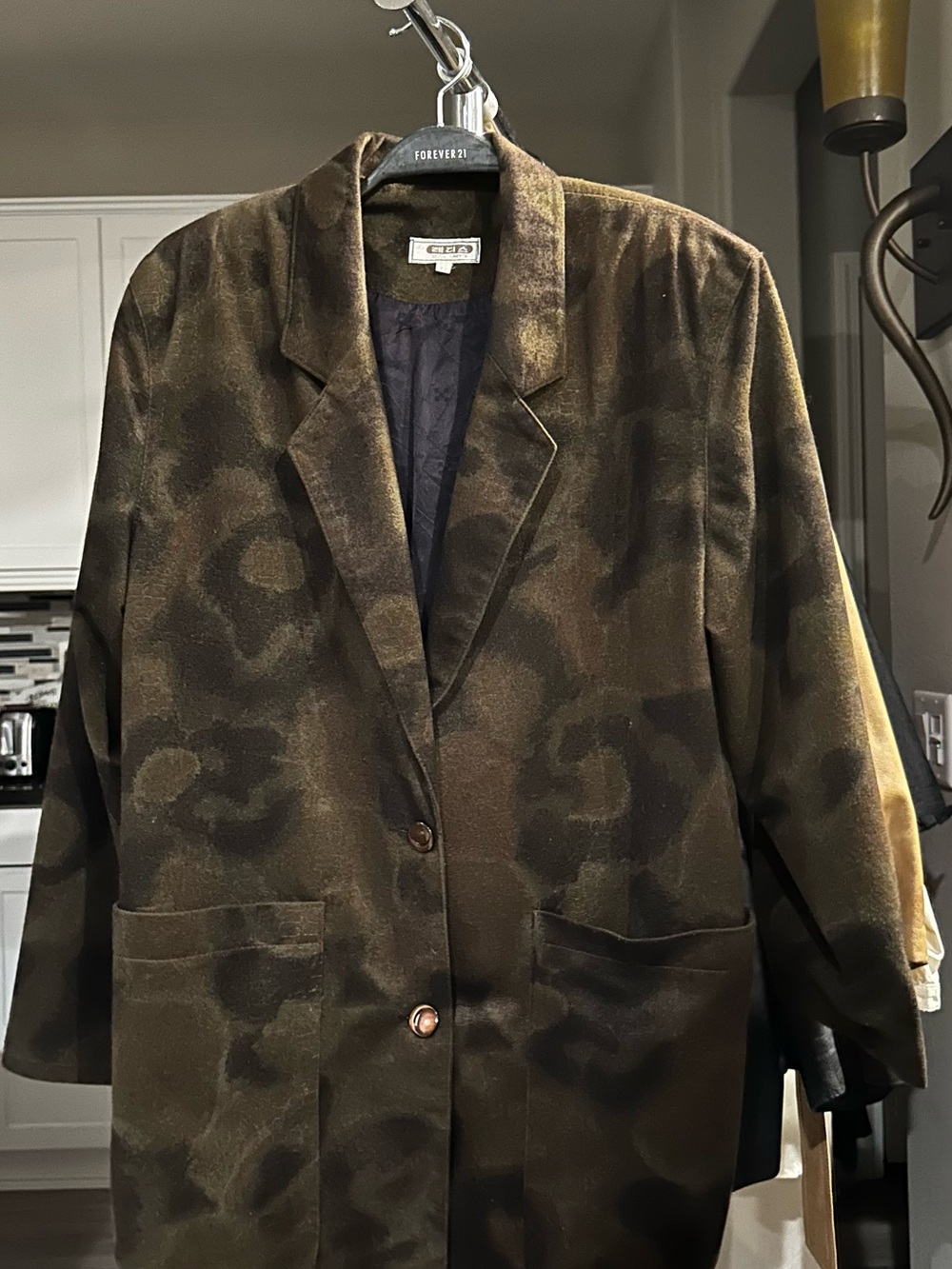 VTG Tailored Olive Green Camouflage Blazer Jacket Western-L